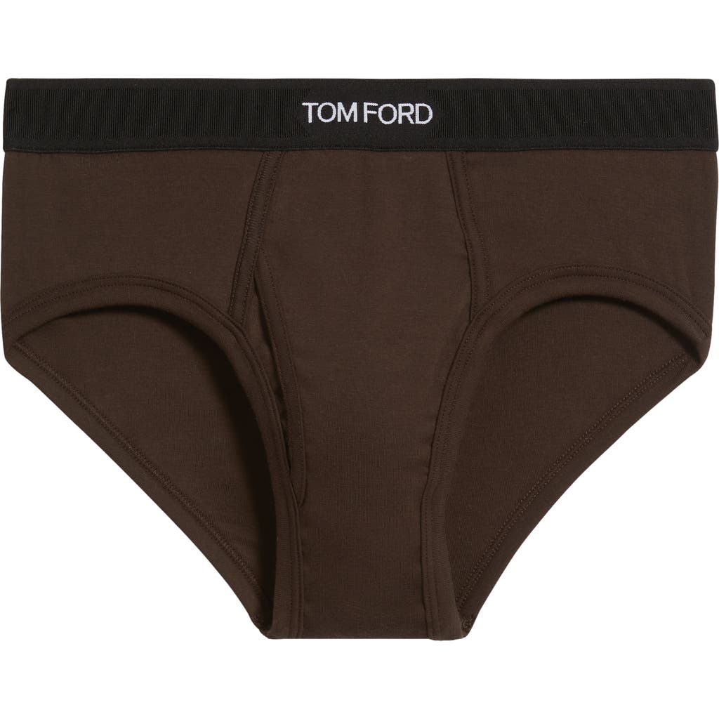 Tom Ford Cotton Stretch Jersey Briefs In Brown