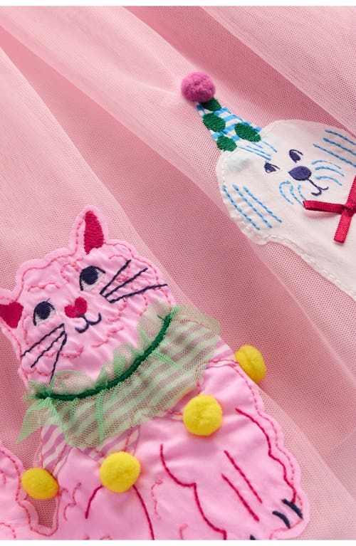 Shop Mini Boden Kids' Pets Appliqué Jersey & Tulle Party Dress In Chalk Pink Circus Pets