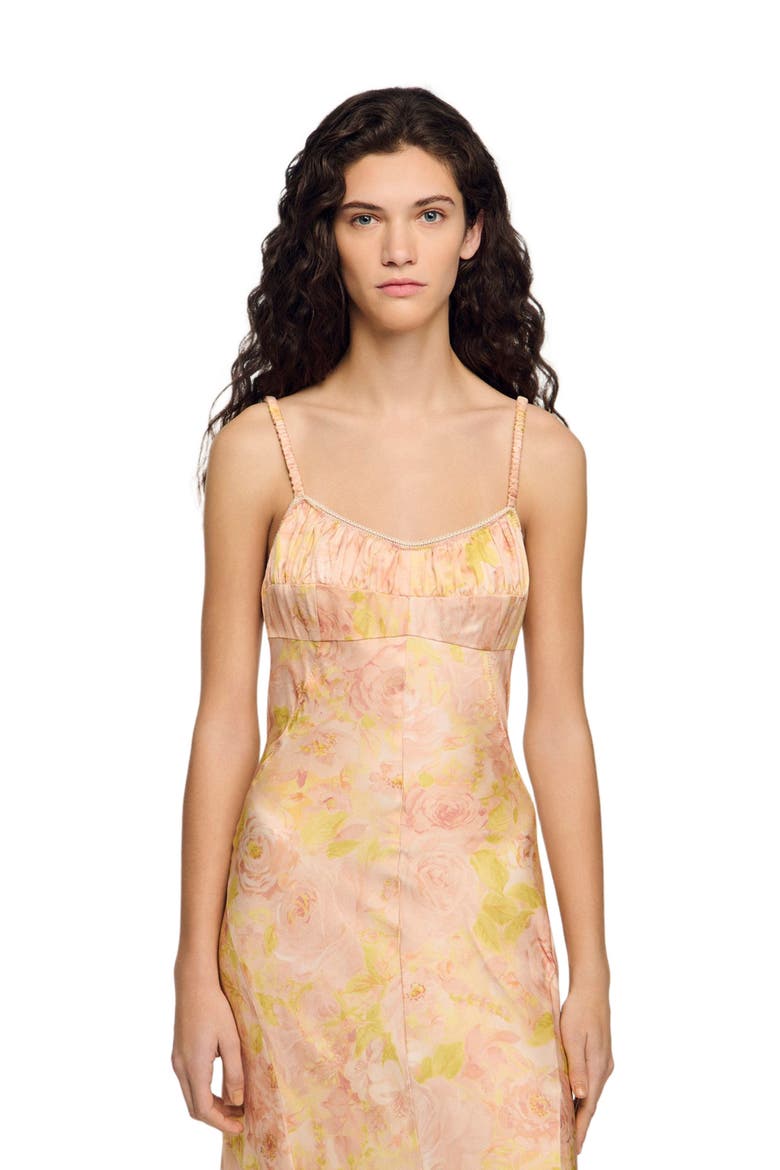 Flower print maxi dress, Alternate, color, Pink / green