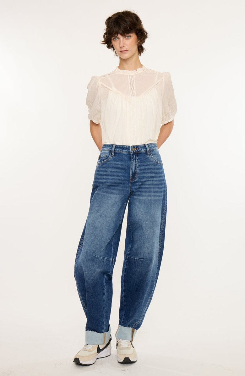 KanCan Maeby Knit Low Slung Horseshoe Jeans, Alternate, color, Medium Light