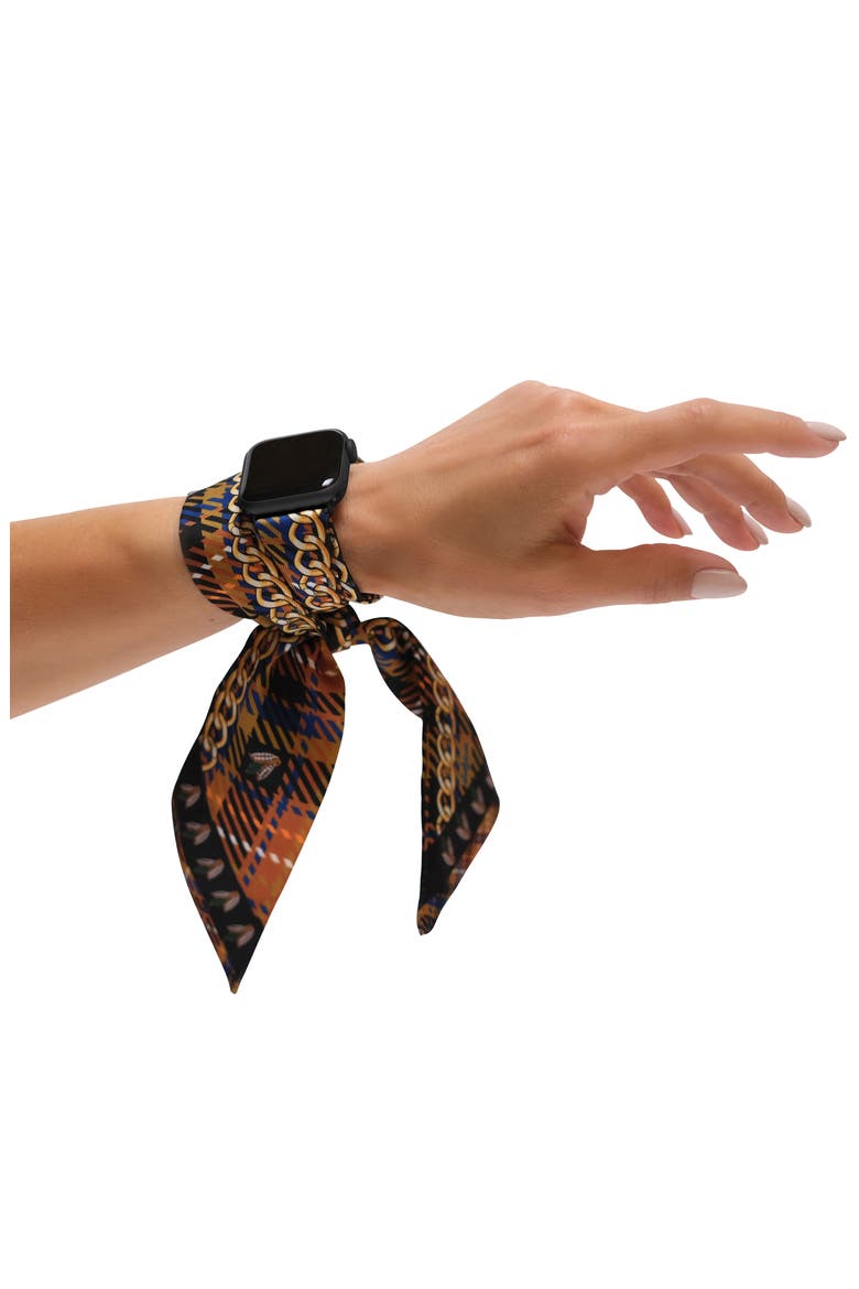 Tartan Amber Apple Watch® Scarf Watchband, Alternate, color, YELLOW/ BLACK