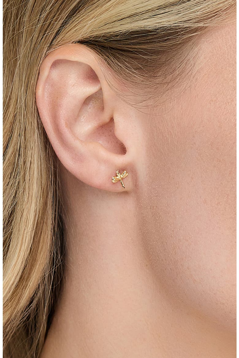 14K Yellow Gold Dragonfly Stud Earrings, Alternate, color, 14K YELLOW GOLD