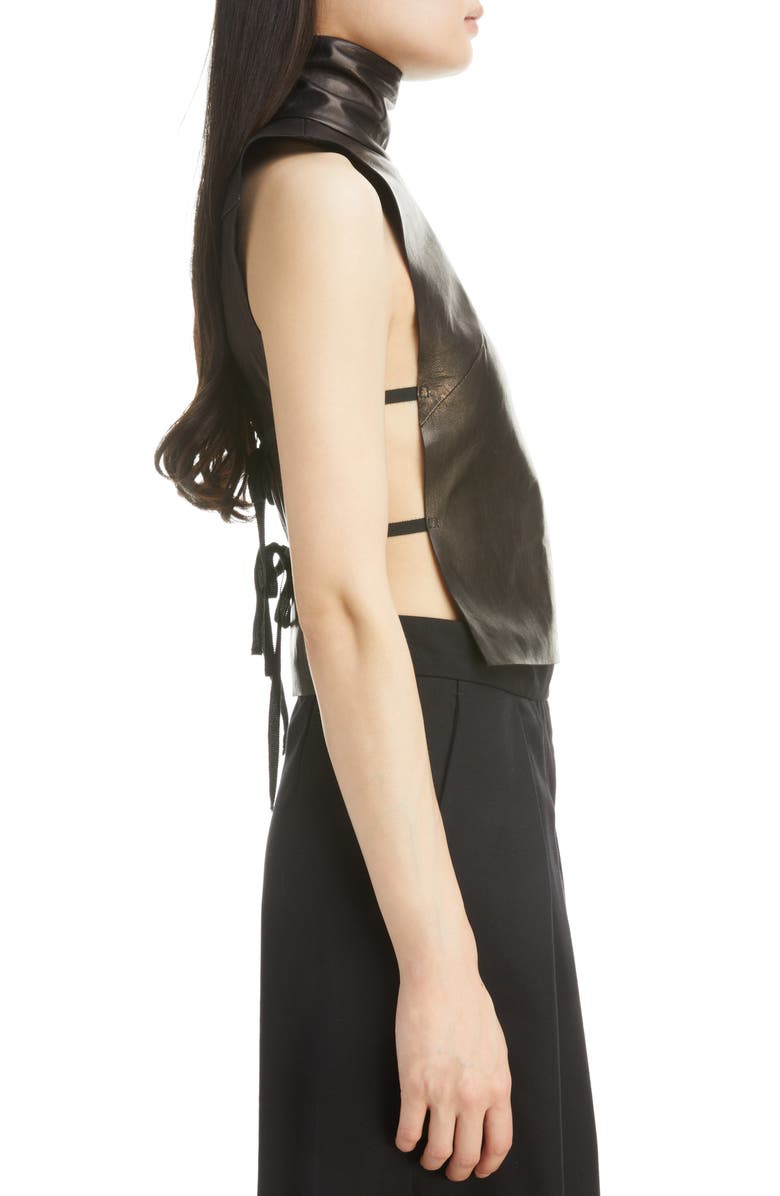 Dries Van Noten Larma Leather Turtleneck Tank, Alternate, color,