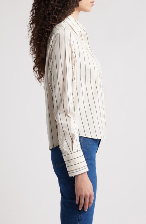 Hugo Boss Boss Brielle 1 Monday Stripe Crop Button-up Shirt In Open White