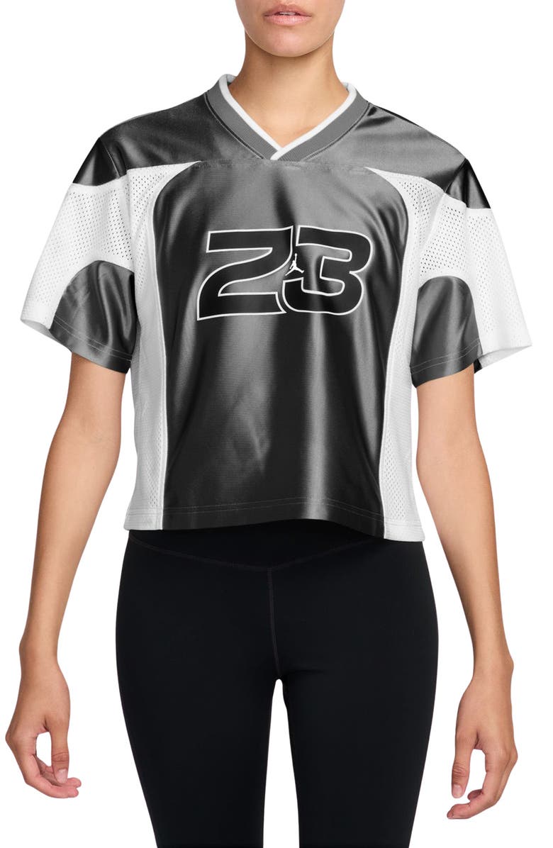 Jordan Crop Jersey Top, Main, color, 010 Black/White