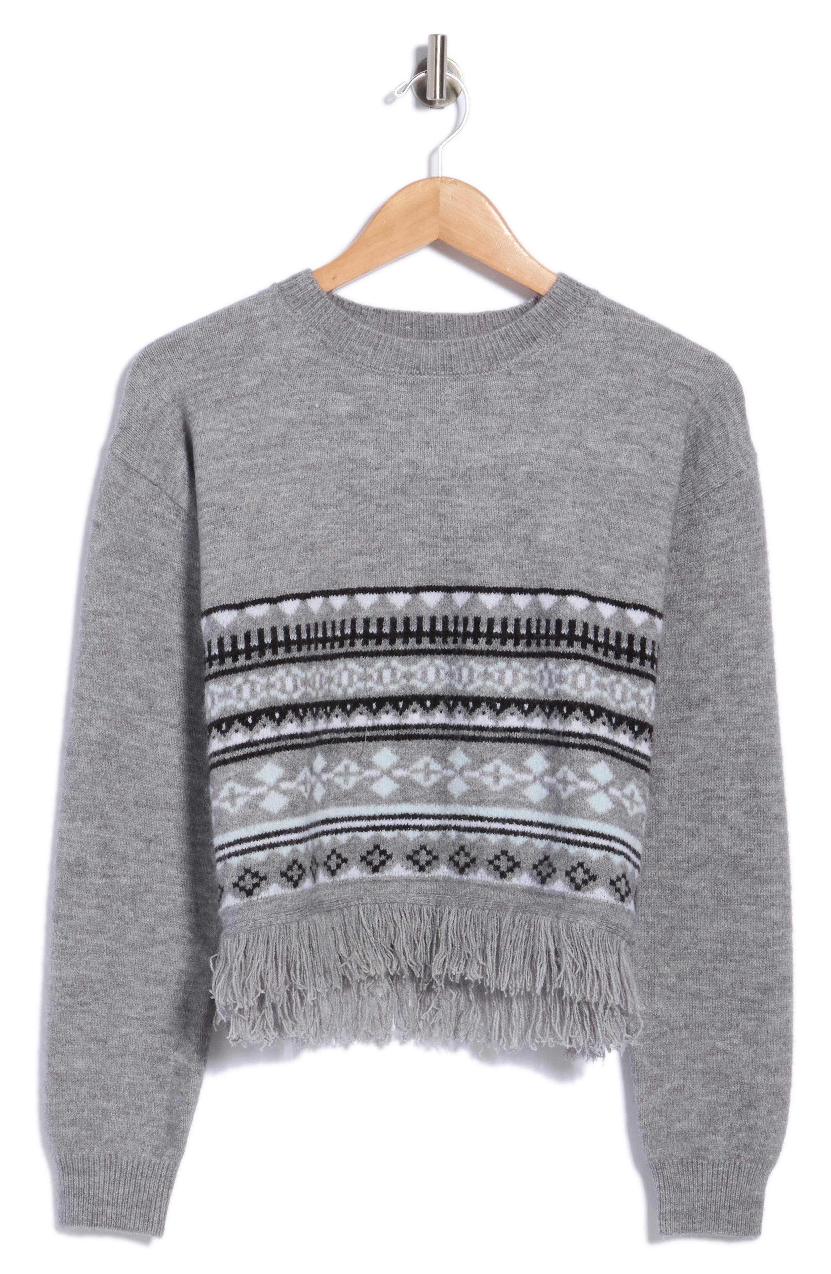 Fringe Graphic Crewneck Sweater
