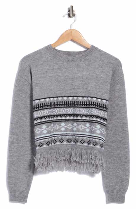 Fringe Graphic Crewneck Sweater