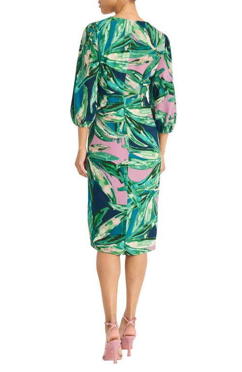 Maggy London Crepe Midi Dress In Navy/green