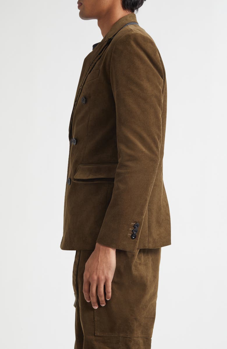 Sacai Double Breasted Corduroy Jacket, Alternate, color, Khaki