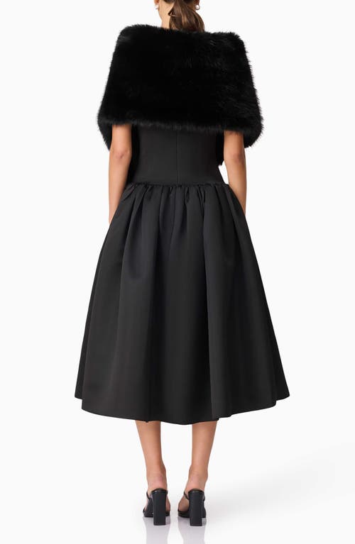 Elliatt Lucyna Faux Fur Capelet Cocktail Dress In Black