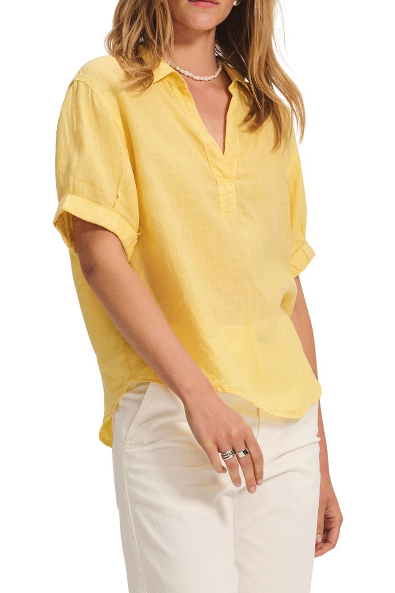 Woven Linen Top, Main, color, BUTTER YELLOW