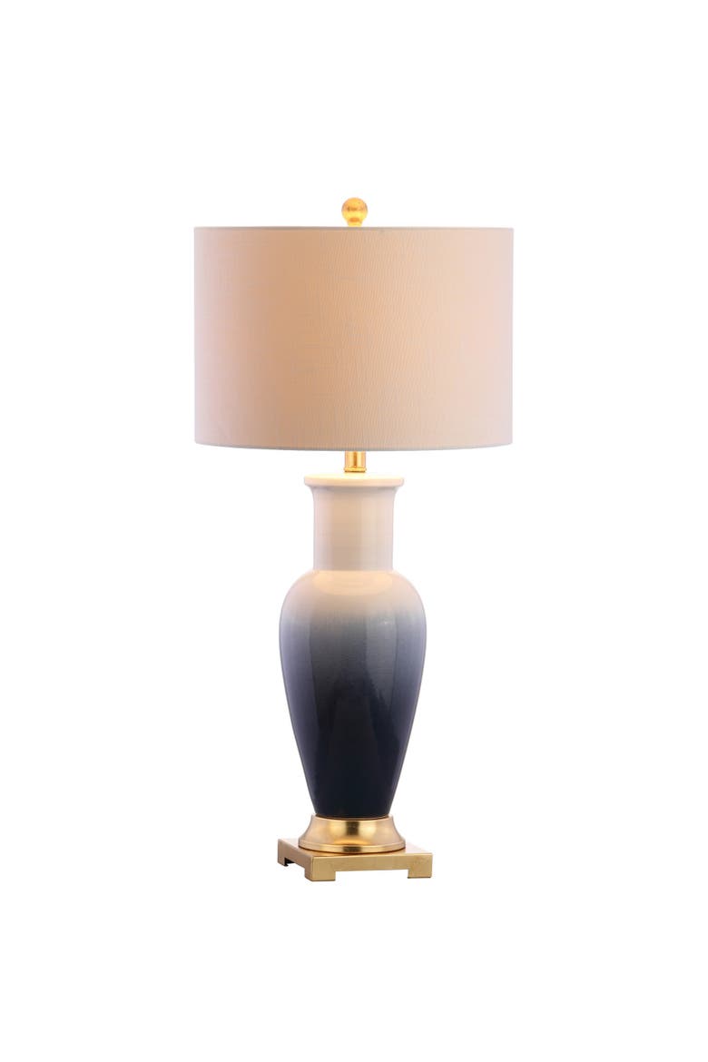 Dip Dye 31.5" Ceramic LED Table Lamp, Main, color, White/Navy