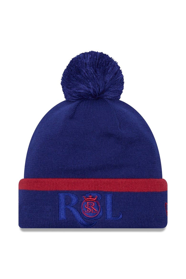 Men's New Era Blue Real Salt Lake Wordmark Kick Off Cuffed Knit Hat with Pom, Main, color, Blue