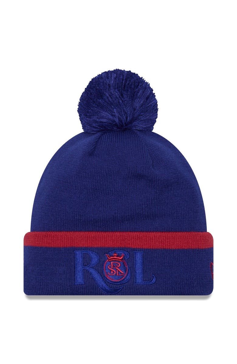 New Era Men's New Era Blue Real Salt Lake Wordmark Kick Off Cuffed Knit Hat with Pom, Main, color, 