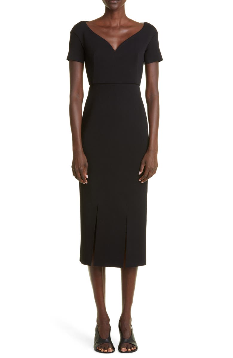 St. John Evening Sweetheart Neck Milano Knit Midi Dress, Main, color,