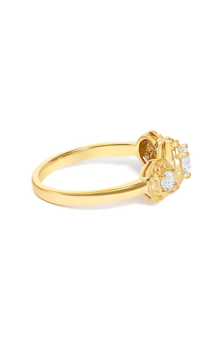 Haus of Brilliance 14K Yellow Gold Plated Sterling Silver 1/2 Ctw Lab Grown Diamond Floral 3-Stone Ring, Alternate, color, Yellow Gold Over Silver