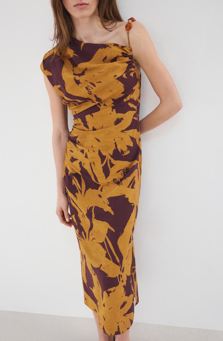MANGO Print Asymmetric Maxi Dress, Alternate, color, 