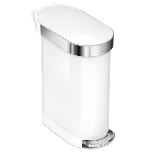 simplehuman 45L slim step can in White 