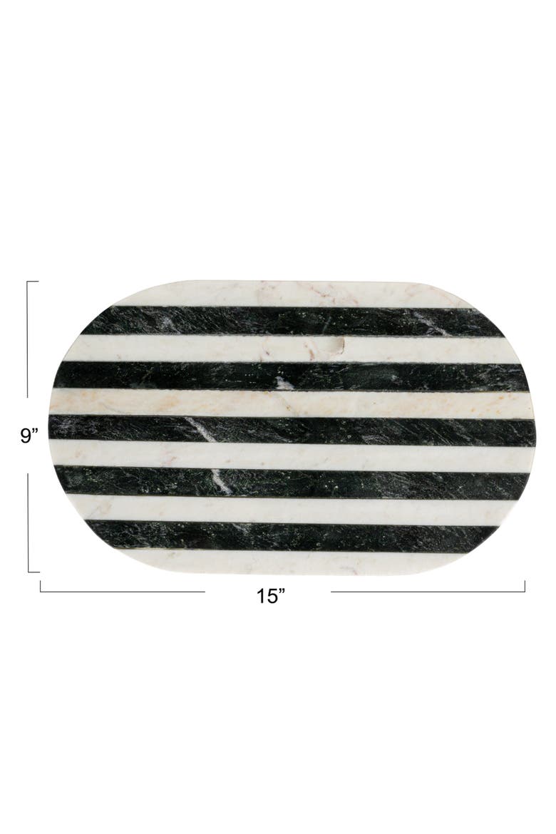 Marble Cheese and Cutting Board with Stripes, Black and White, Alternate, color, Black