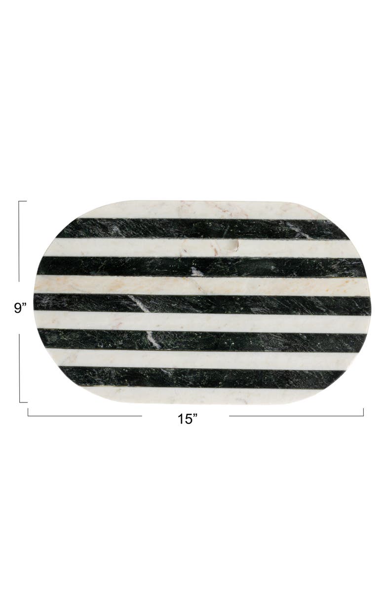 Storied Home Marble Cheese and Cutting Board with Stripes, Black and White, Alternate, color, Black