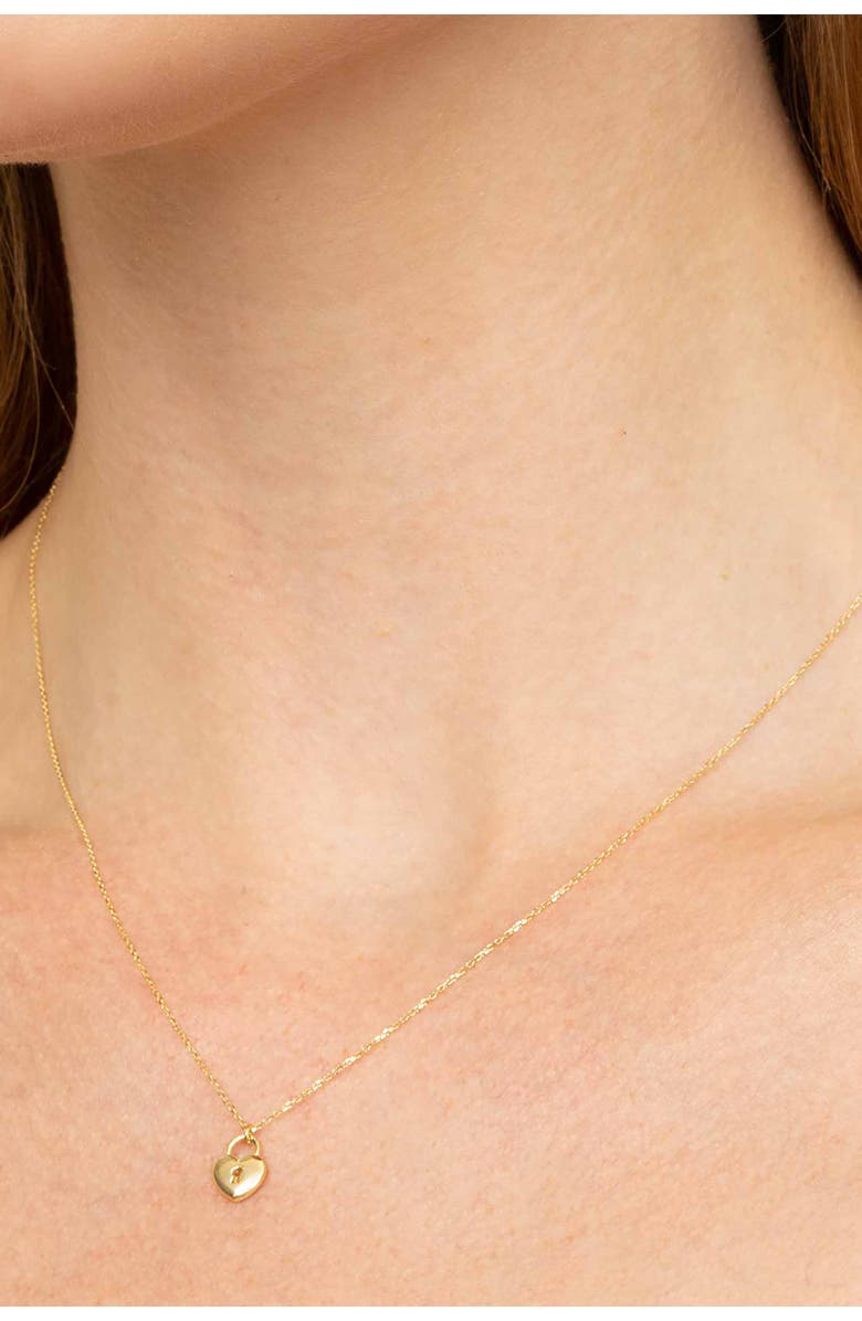 Oradina 14K Yellow Gold Unlock My Heart Pendant Necklace, Alternate, color, Yellow Gold