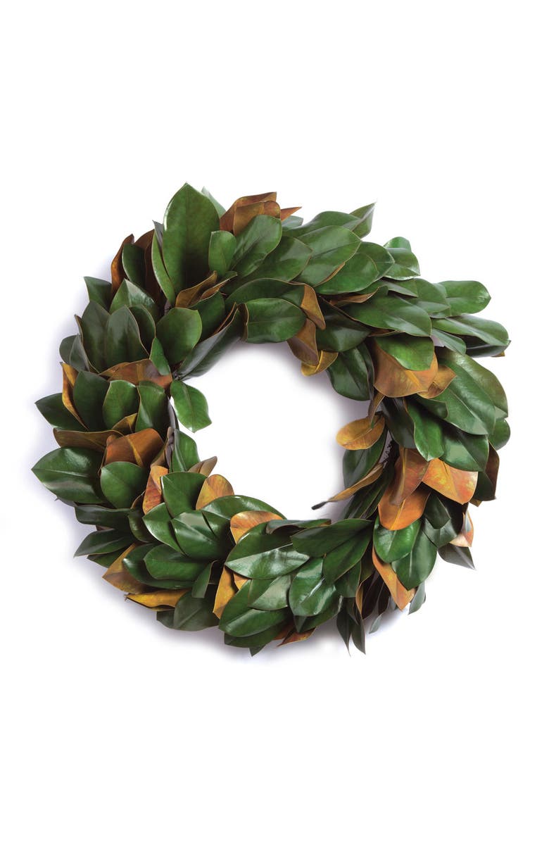 Napa Home & Garden Grand Magnolia Leaf Wreath 24", Main, color, Green