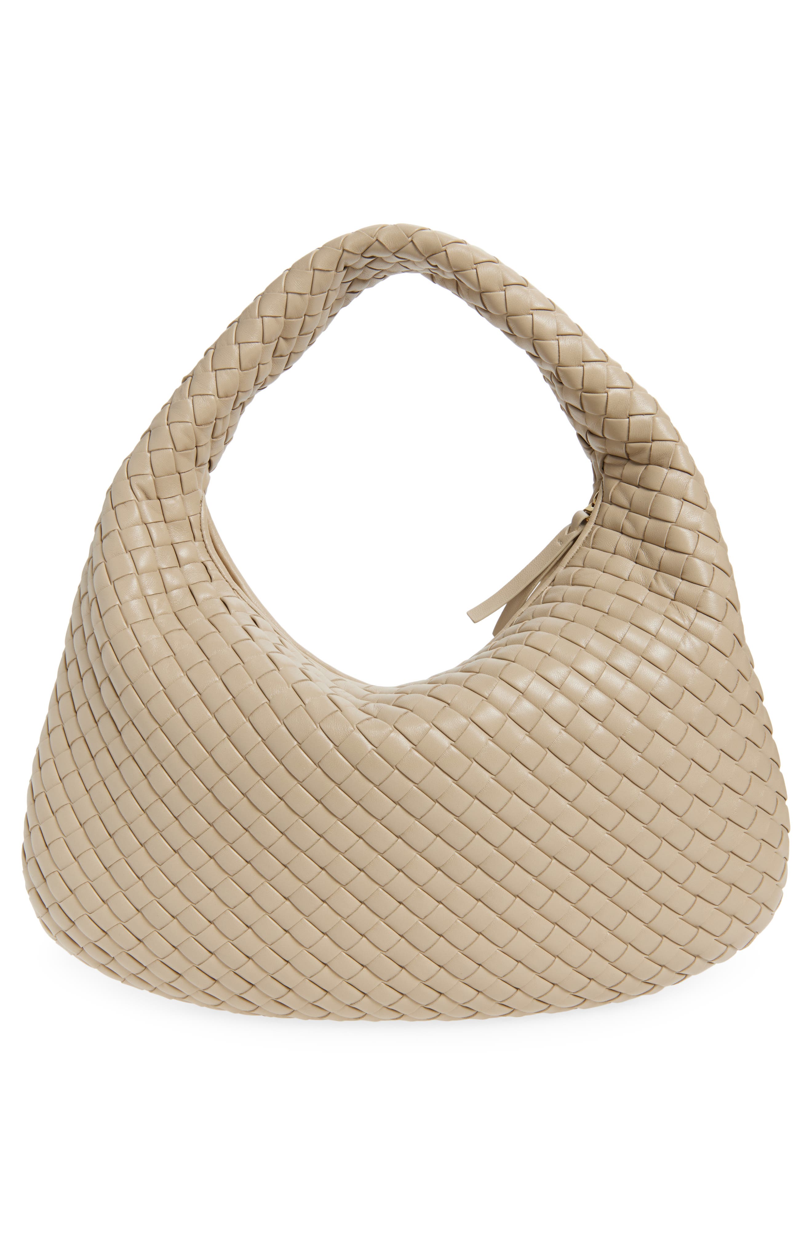 Bottega Veneta Borsa Intrecciato Leather Shoulder Bag, Alternate, color, 9614 Ecru-Muse Brass