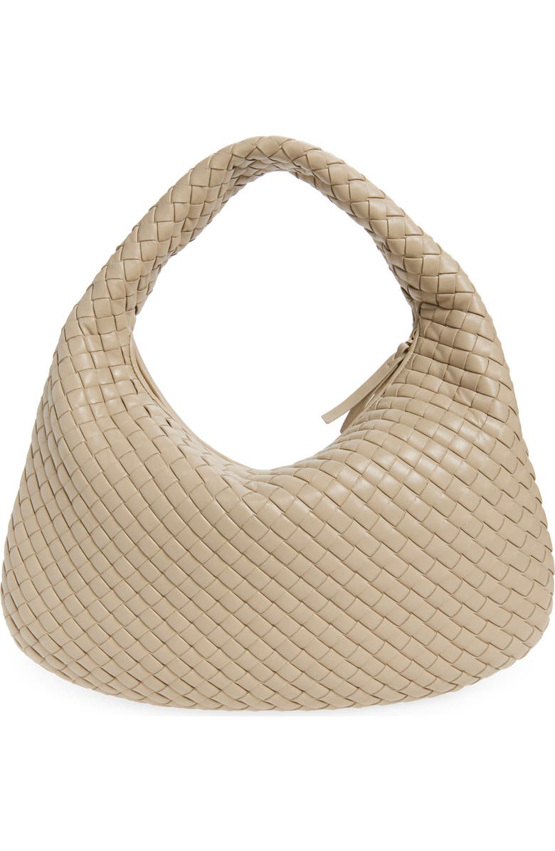 Bottega Veneta Borsa Intrecciato Leather Shoulder Bag, Alternate, color, 9614 Ecru-Muse Brass