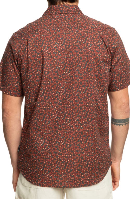 Quiksilver Floral Print Short Sleeve Button-up Shirt In Brown