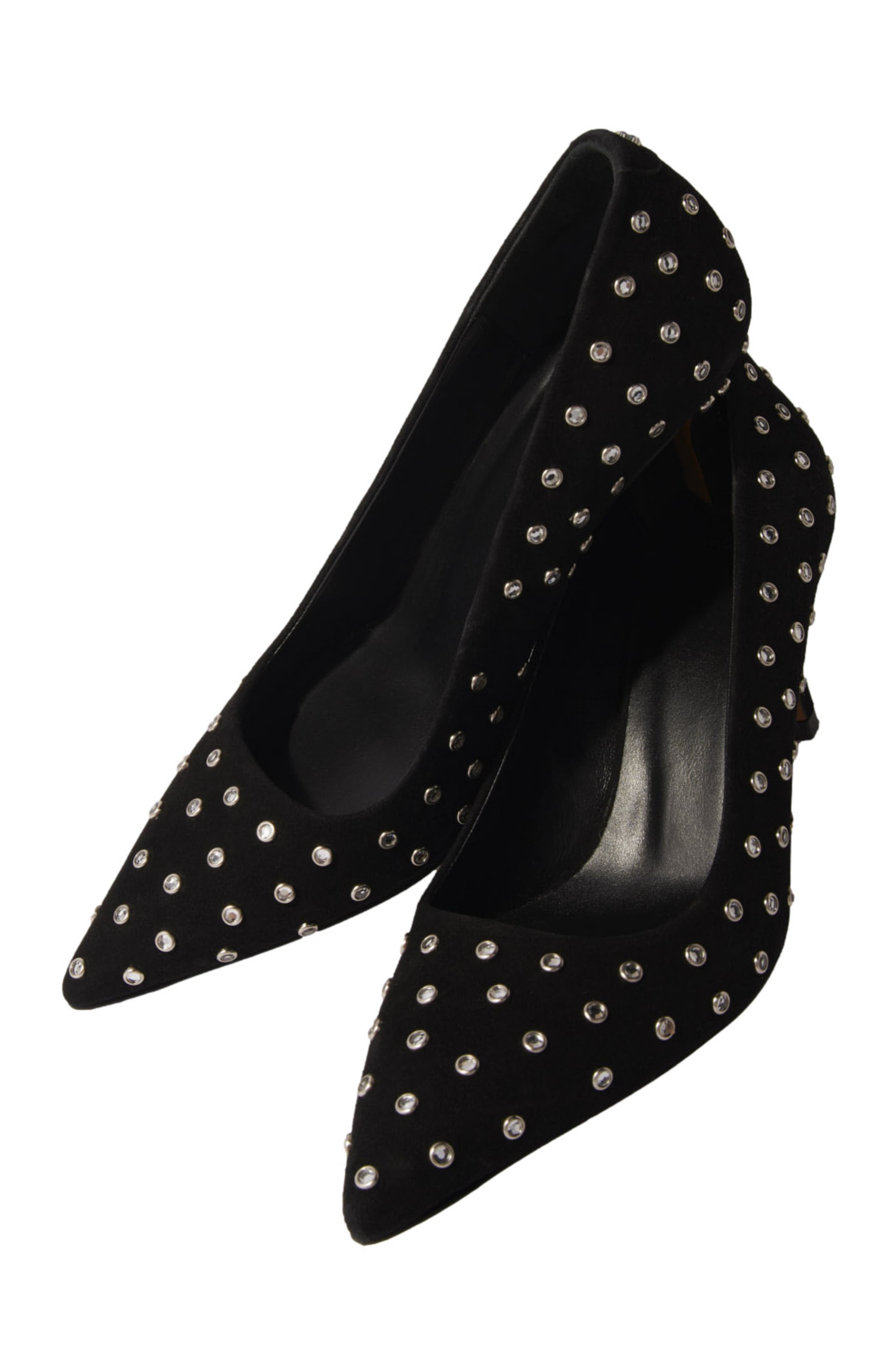 maje Rhinestone pumps with pointed toes, Alternate, color, Black