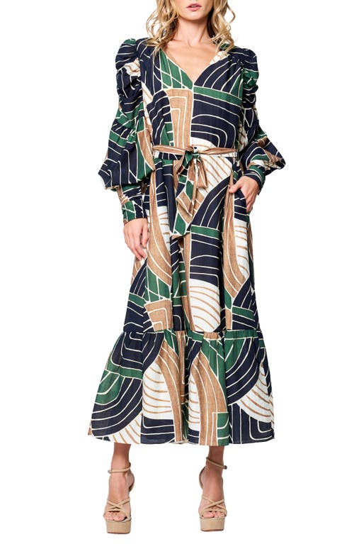 Ciebon Mariyah Print Long Sleeve Maxi Dress In Multi