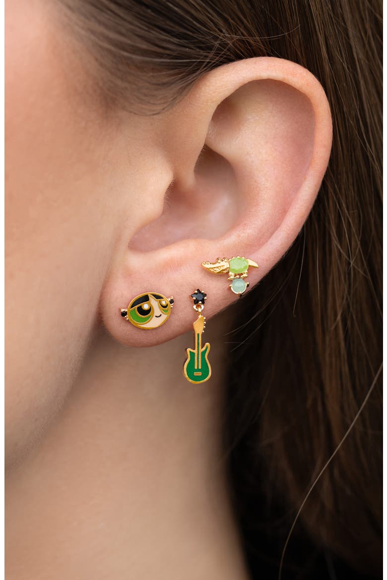 The Powerpuff Girls Buttercup Set of 3 Single Stud Earrings, Alternate, color, GOLD
