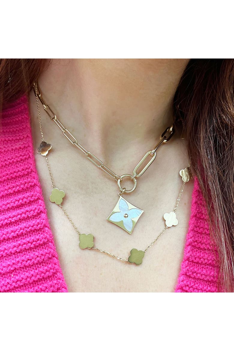 Mother of Pearl Luxe Flower Charm, Alternate, color, Mother of Pearl