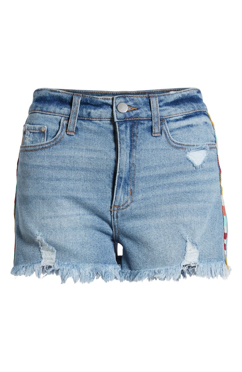 Tinsel Stripe Cutoff Denim Shorts, Alternate, color, 