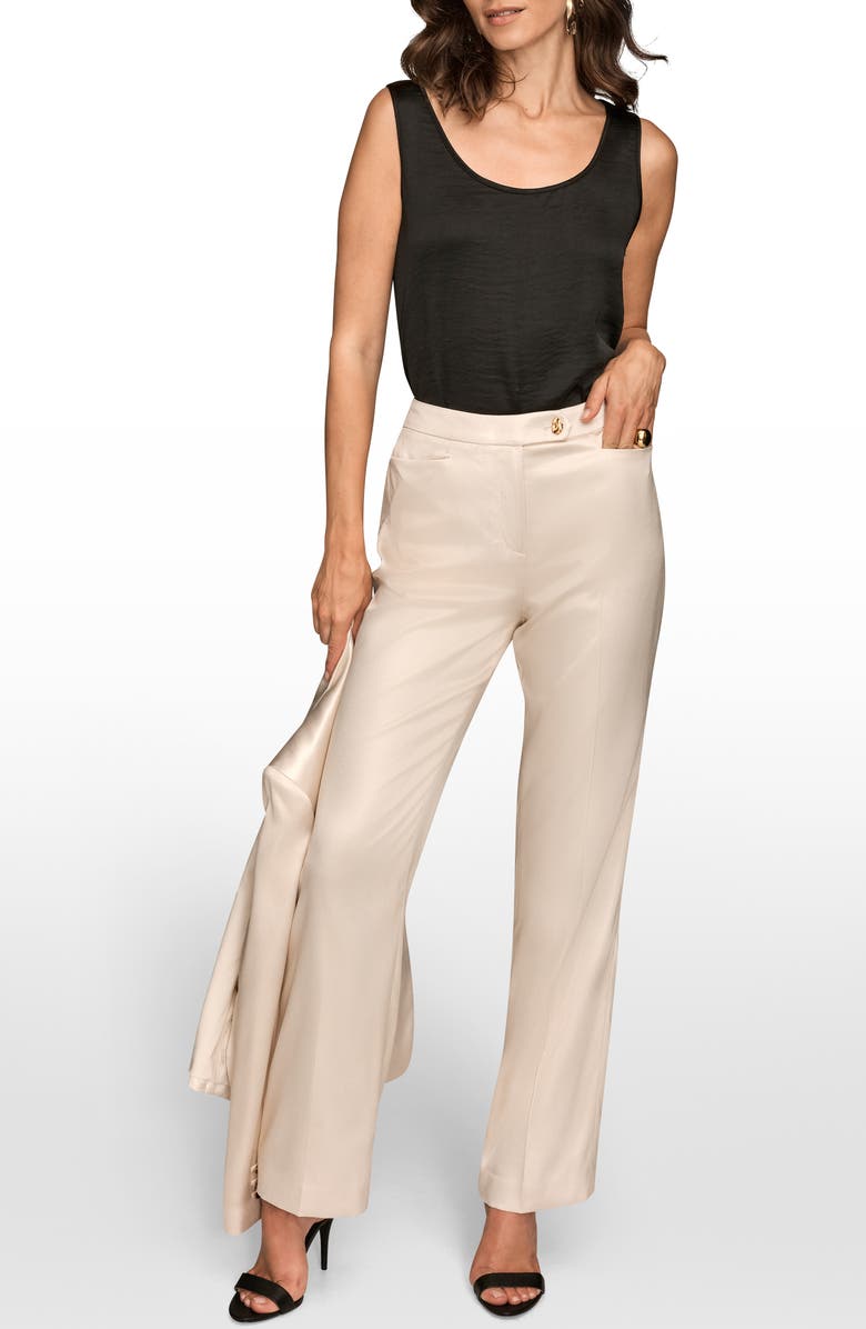 Donna Karan New York Straight Leg Satin Pants, Alternate, color, Ivory