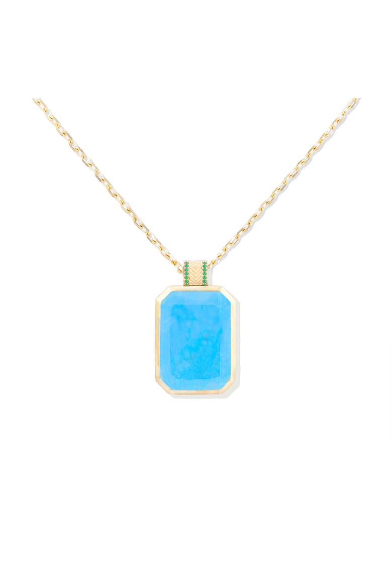 Spark Emerald Cut Pendant Necklace, Alternate, color, Turquoise & Emerald-Gold