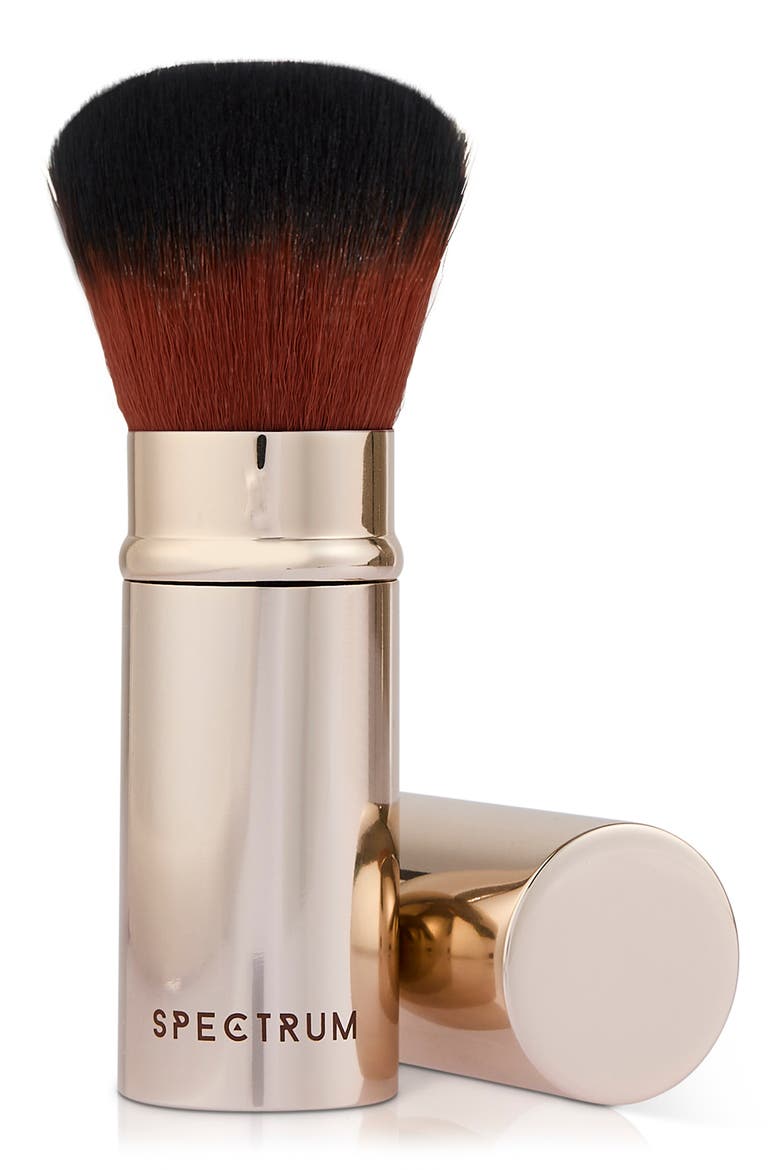 Pantherine Retractable Kabuki Brush, Main, color, BROWN