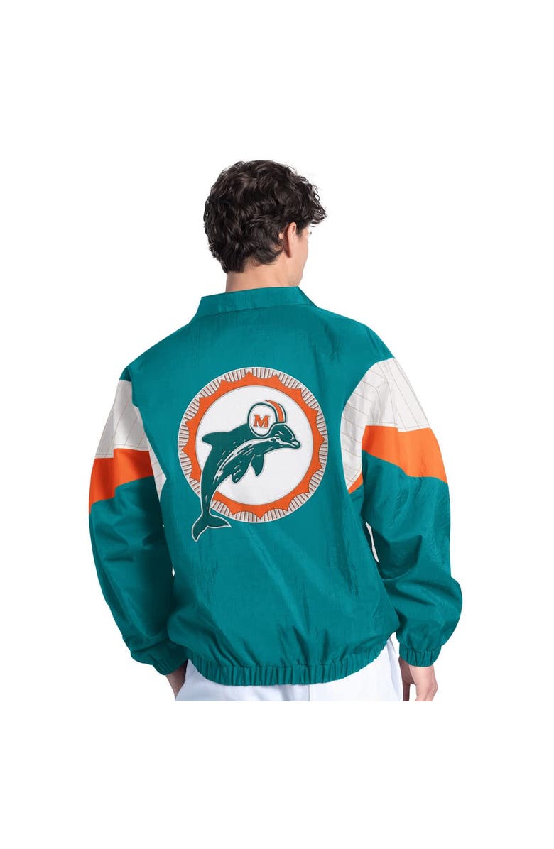 STARTER Men's Starter Aqua Miami Dolphins Yard Line Vintage Logo Full-Zip Jacket, Alternate, color, 