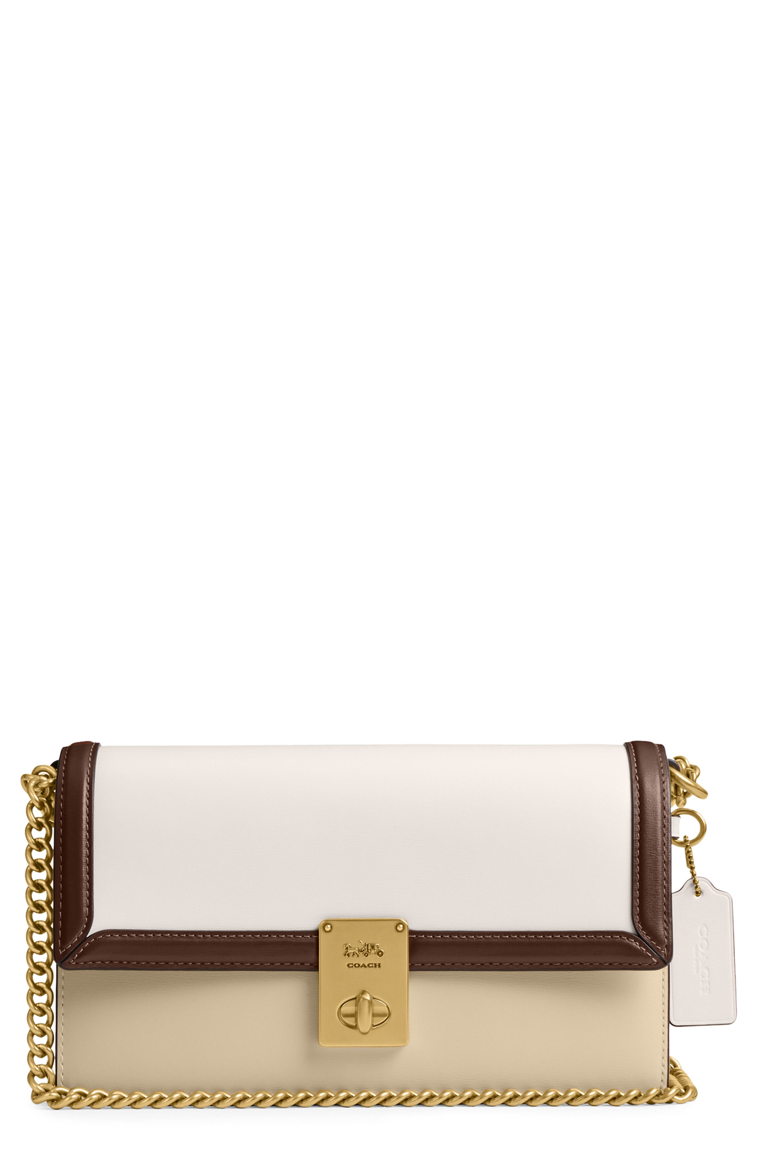 COACH Hutton Colorblock Leather Shoulder Bag, Main, color, 
