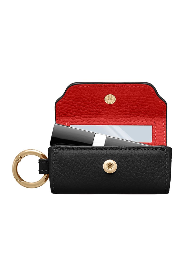 Leather Lipstick Charm, Alternate, color, Rouge Noir