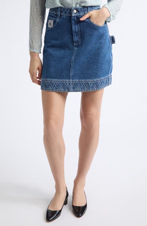 Embroidered Denim Miniskirt
