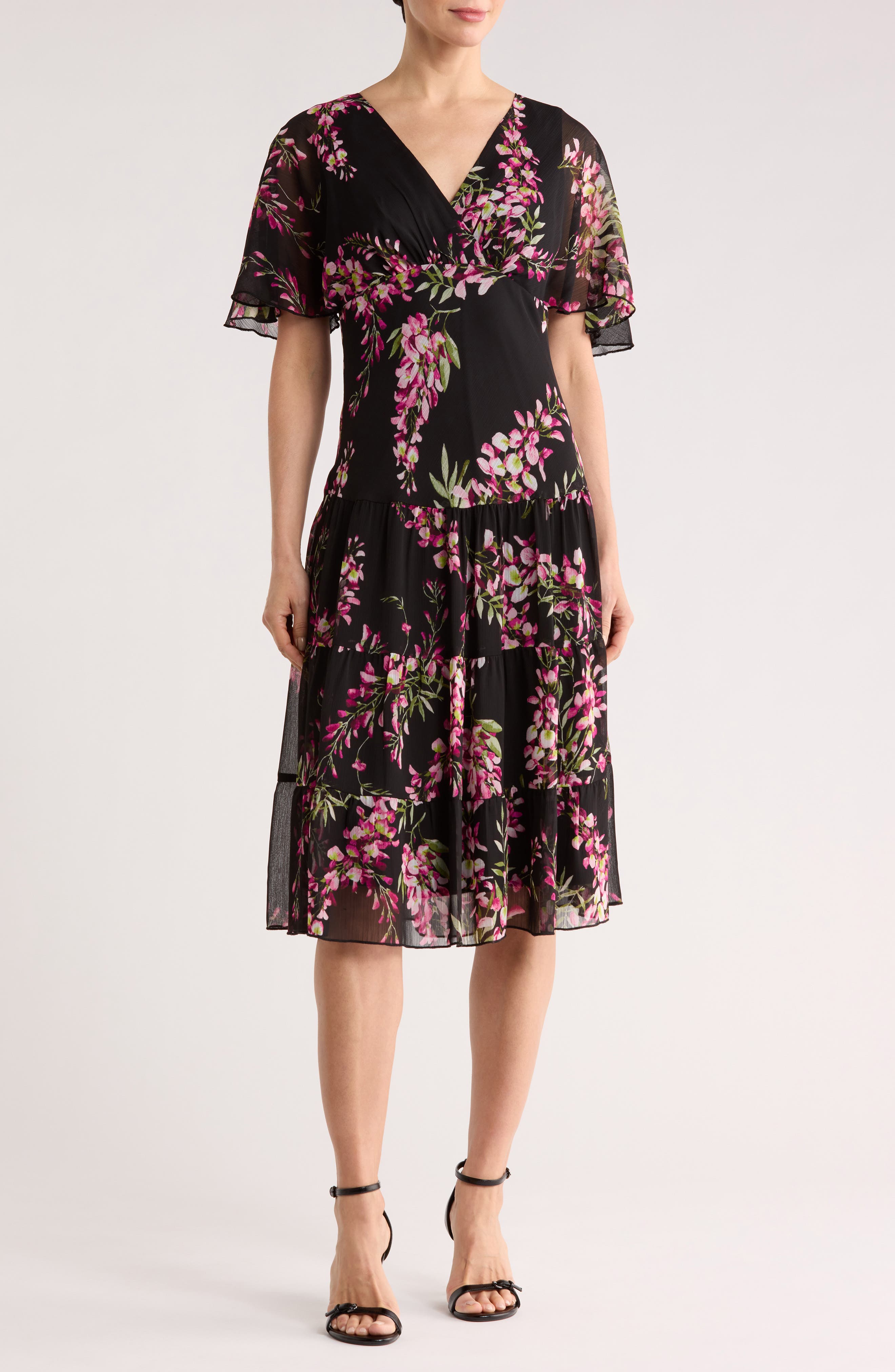 Connected Apparel Yoryu Flutter Sleeve Dress