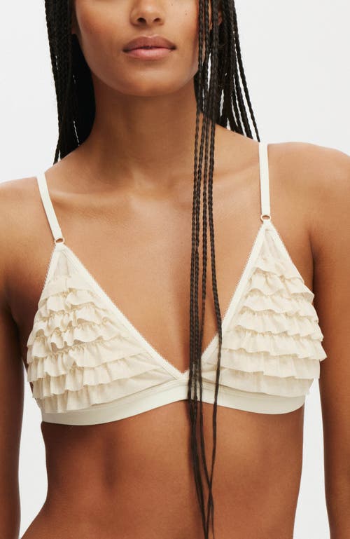 Shop Cotton On Body Rara Ruffle Triangle Bralette In Pale Gold