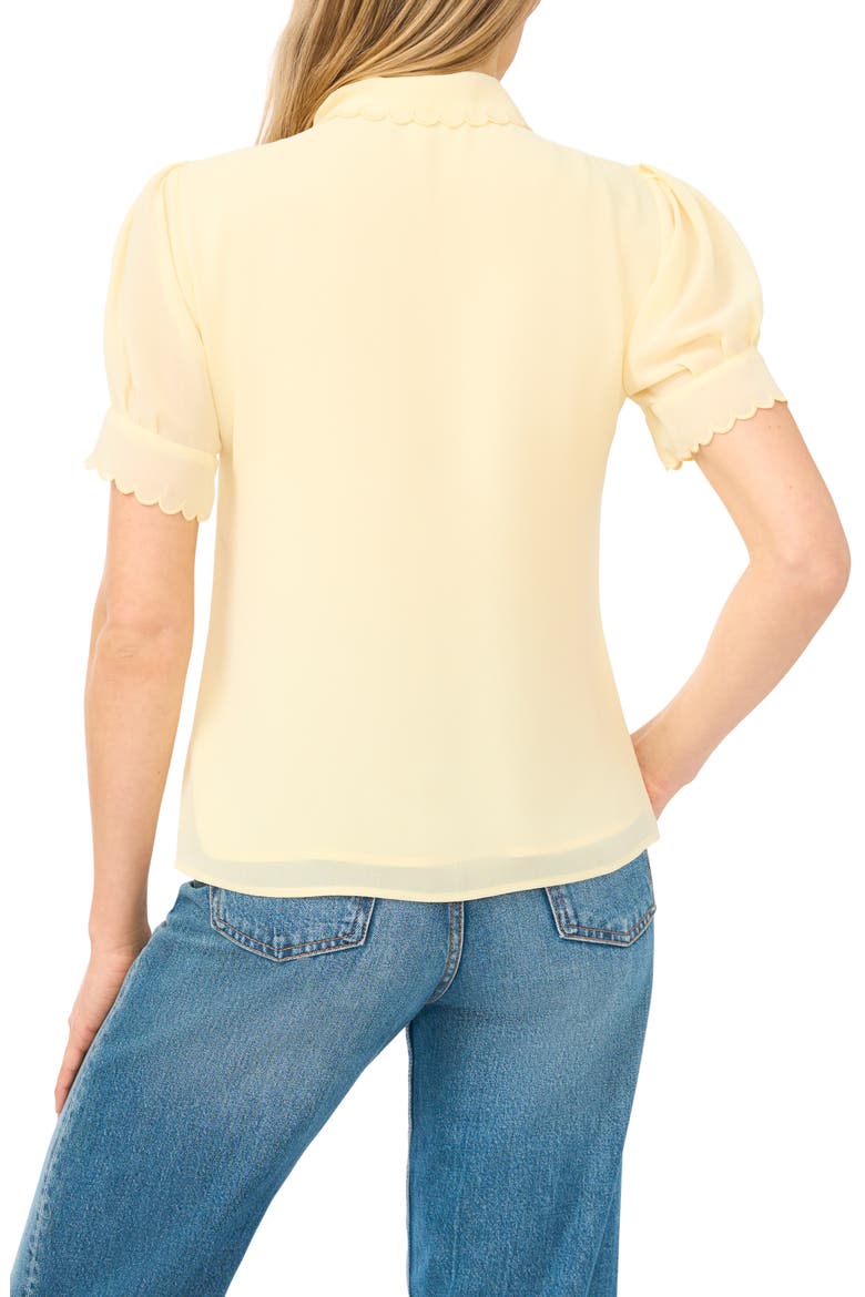 Scallop Trim Button-Up Shirt, Alternate, color, LEMON DROP