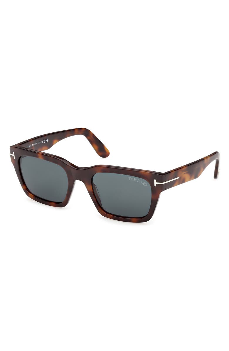 TOM FORD Andy 53mm Square Sunglasses, Alternate, color, Shiny Havana / Teal