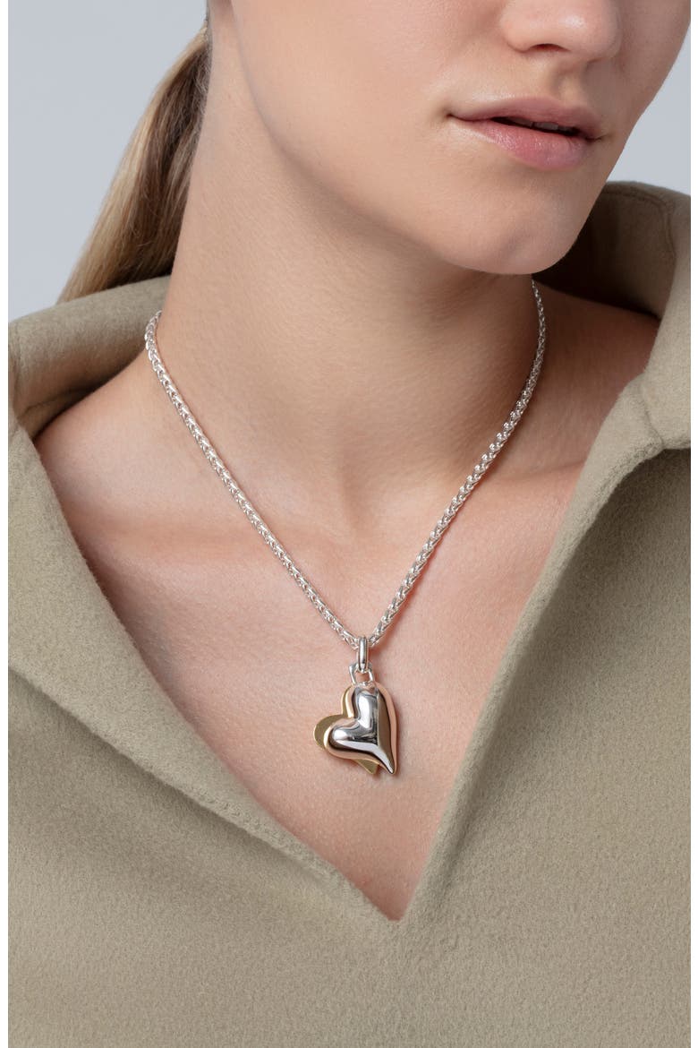 Two Tone Twin Heart Pendant Necklace, Alternate, color, TWO-TONE