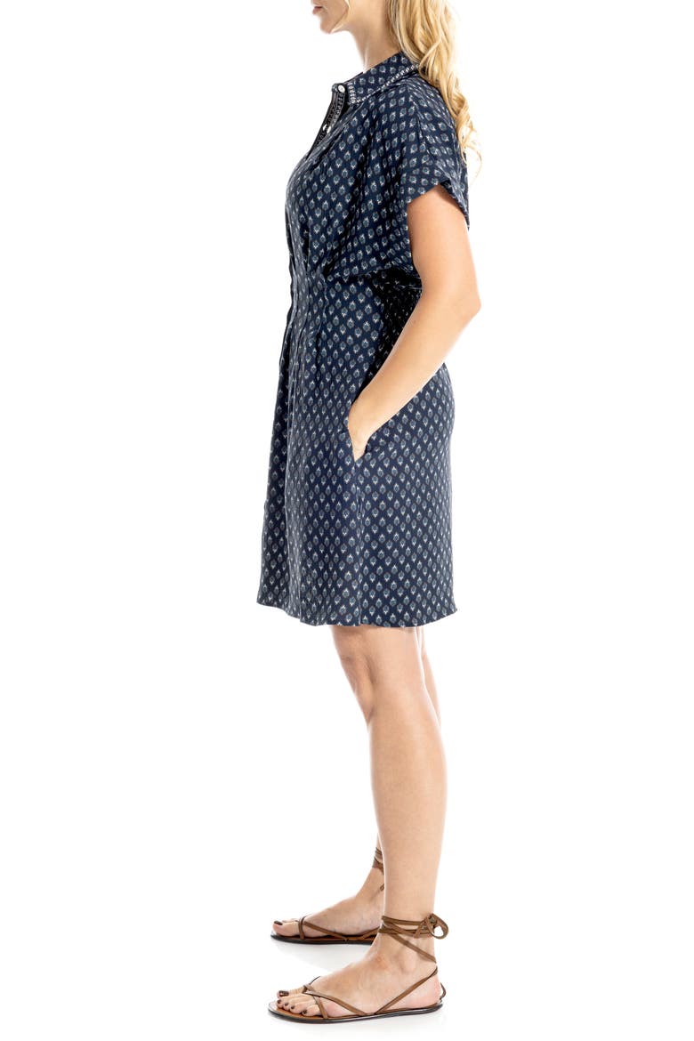 Printed Short Sleeve Shirtdress, Alternate, color, DARK NAVY MINI FOULARDS