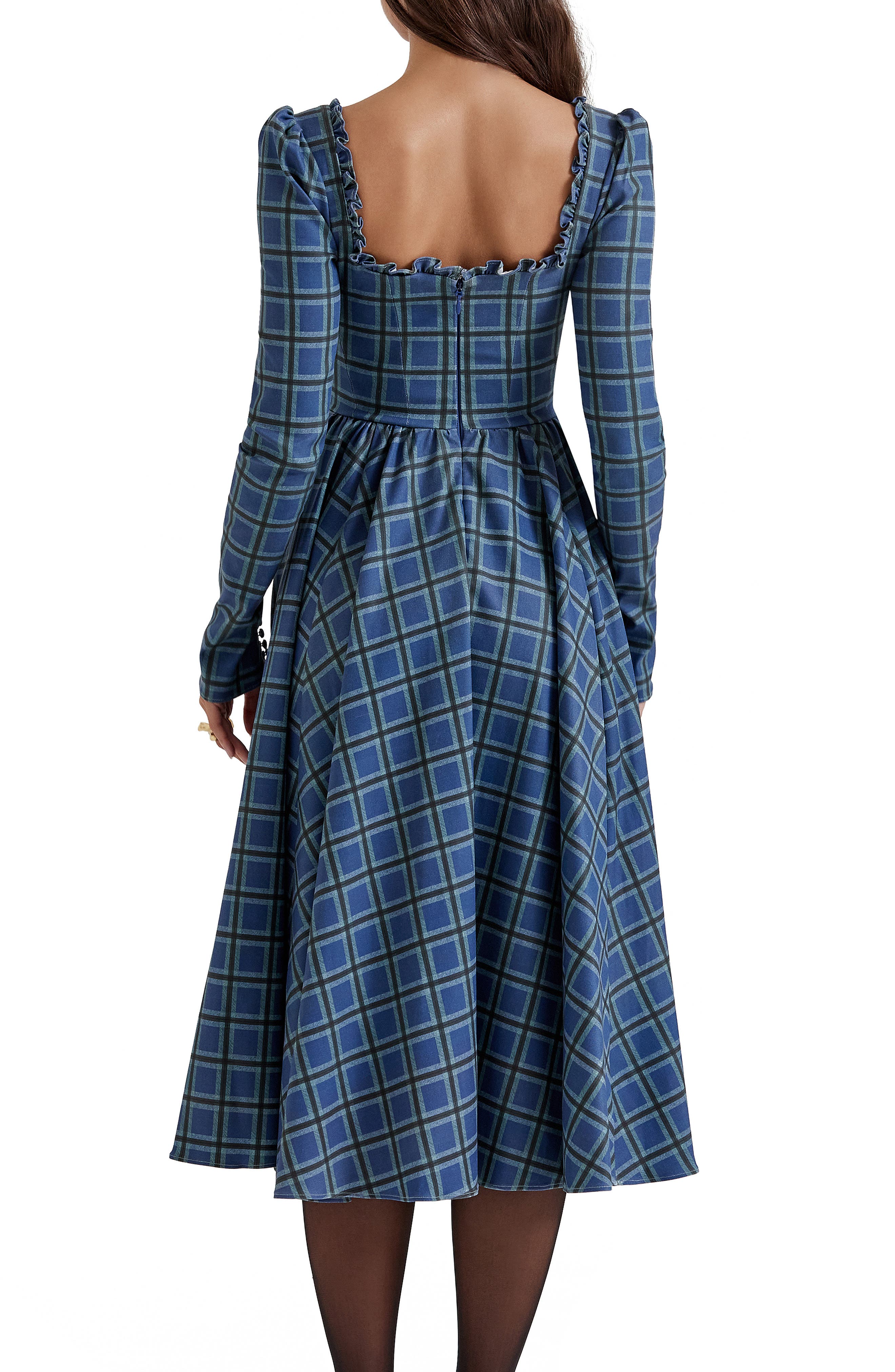 tartan dress long sleeve Tartan Wool maxi Dress, Plaid Wool Dress, Swing Wool Dress, Long Sleeve Wool Dress, Fit and Flare Dress, Custom Dress, Xiaolizi 4610