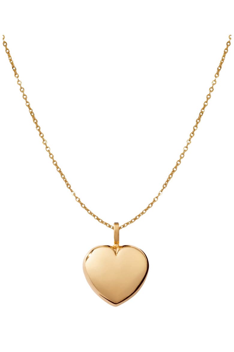 Puffy Heart Charm Necklace, Main, color, Gold Filled