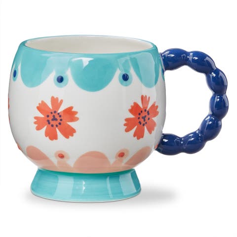 Eclectic Fun Footed Mug Earthenware Multi 18 oz 5.58x3.63x4 in